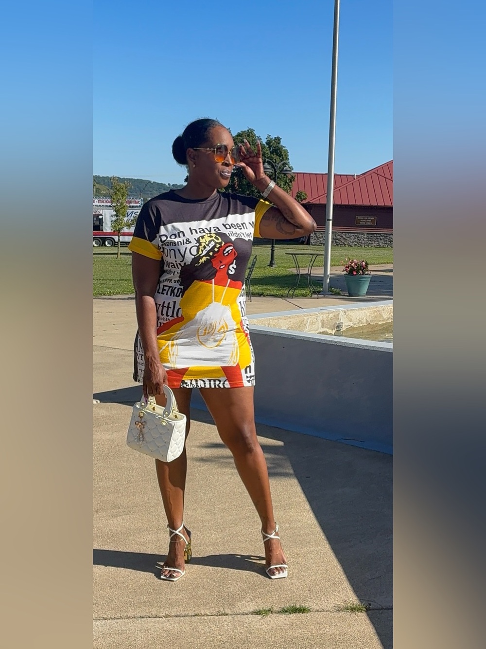 Yellow Casual Graphic Print TShirt Mini Dress